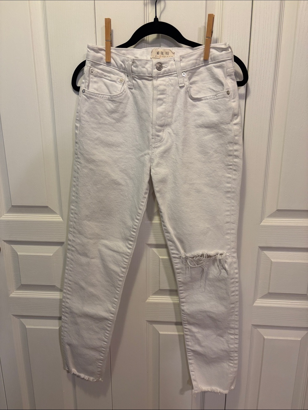 Free People High-Rise White Distressed Women's Jeans - 27 - Picture 1 of 11